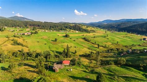 Premium Photo | Aerial view of the landscape in mountains.