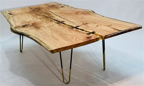 Honey Locust Live Edge Table Slab Hairpin Legs Organic Etsy