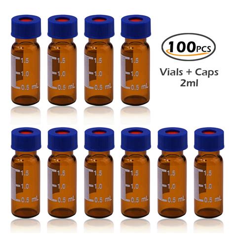 Pcs Ml Small Glass Vials Bottles Amber Containers With Screw