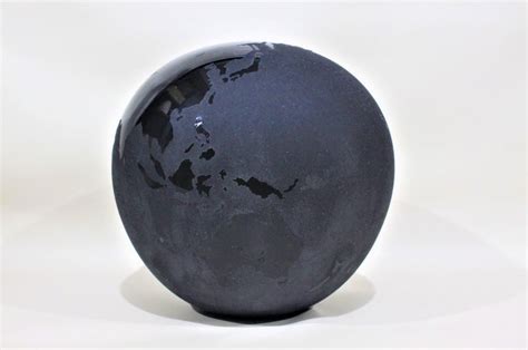 Large Black Art Glass Stylized World Globe Vase For Sale At 1stdibs