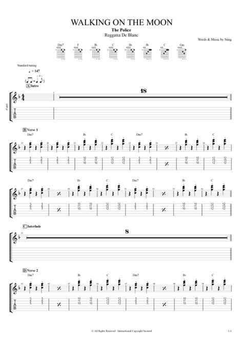 Walking On The Moon Tab By The Police Guitar Pro Guitars Basses