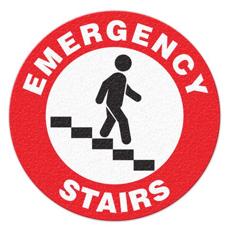 Anti-Slip Floor Sign: Emergency Stairs (17" Circle) | INCOM Manufacturing