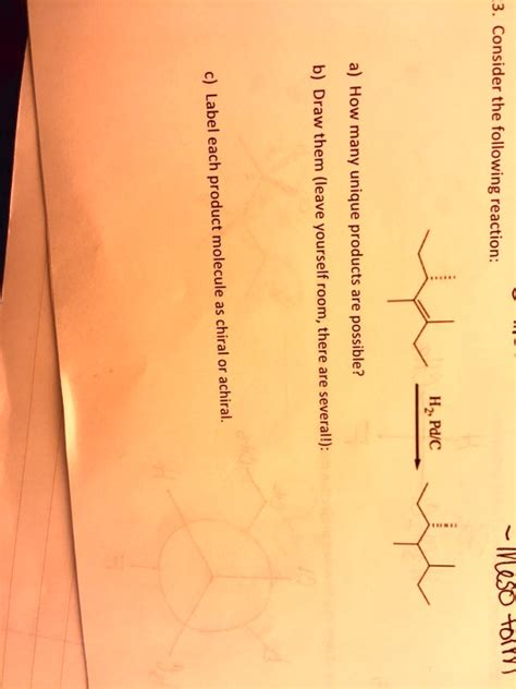 Solved Consider The Following Reaction Draw How Them Many Anboun