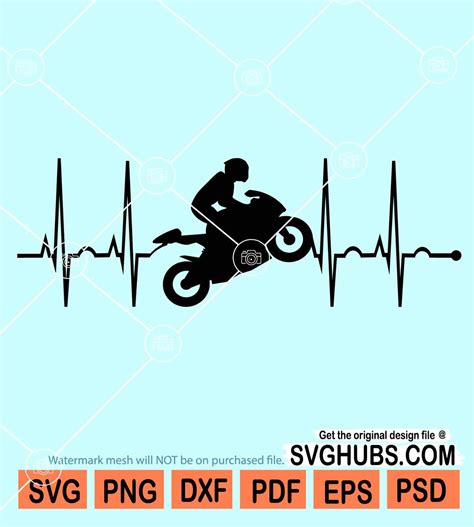 Biker Heartbeat Svg Heartbeat Racing Svg Dirt Bike Svg Motocross Svg