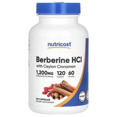 Nutricost Berberine HCl With Ceylon Cinnamon 1 200 Mg 120 Capsules