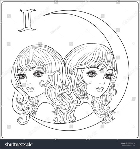 Gemini Twins Young Beautiful Girls Form Stock Vector (Royalty Free ...