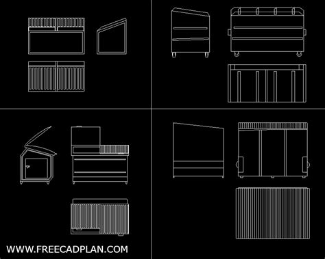 Contenedor Basura DWG Bloque CAD En Autocad Descargar Free Cad Plan