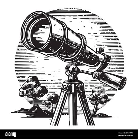 Telescope Hand Drawn Sketch In Doodle Style Illustration Stock Vector