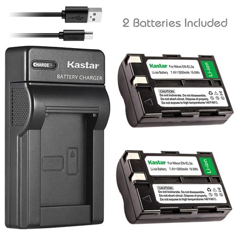 Kastar Battery Slim USB Charger For Genuine EN EL3A EN EL3 Nikon OEM