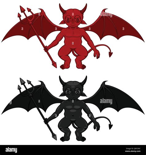 Vector Imp Diablo Rojo Mal Infierno Demonio Cuerno Halloween