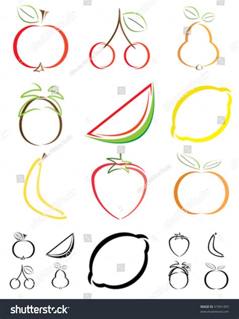 Abstract Fruit Shapes Vector Illustrations Stock Vector Royalty Free