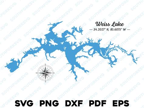 Weiss Lake Alabama Map Shape Silhouette Svg Png Dxf Pdf Eps Vector