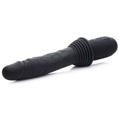 Master Series Vibrating And Thrusting Rechargeable Silicone Dildo Black