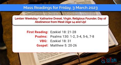 Daily Mass Readings For Friday 3 March 2023 Catholic Gallery