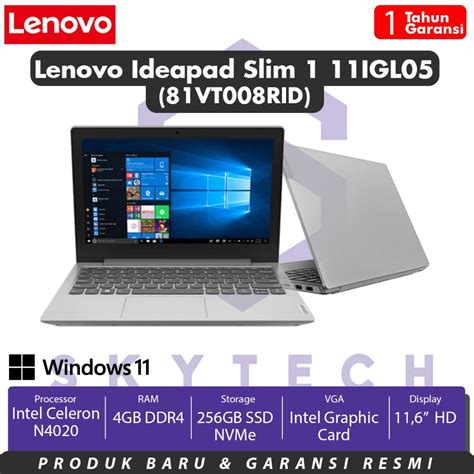 Jual Laptop Lenovo Ideapad Slim 1 11igl05 8rid Intel Celeron N4020 Ram