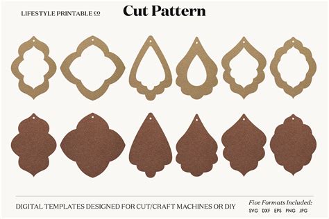 Earrings Svg Template Cut File Cricut Earrings Bundle Leather Earring