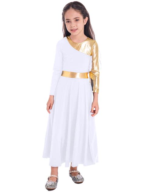 Yeahdor Kids Girls Church Long Dress Celebration of Spirit Praise Dance ...