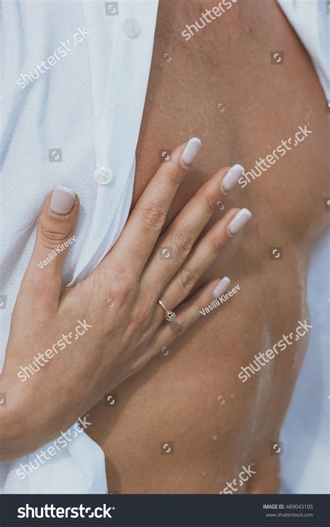 Sexy Muscular Naked Man Female Hands Stock Photo Edit Now