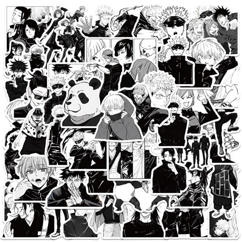 Jujutsu Kaisen Desenho Preto E Branco - 50 pcs Preto & Branco Jujutsu Kaisen Japão Anime Adesivos De PVC À ...