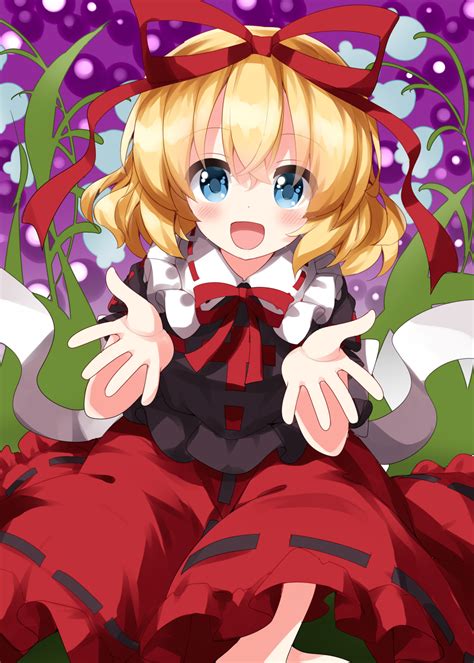 Safebooru 1girl Black Shirt Blonde Hair Blue Eyes Blush Collared Shirt Flower Frilled Shirt