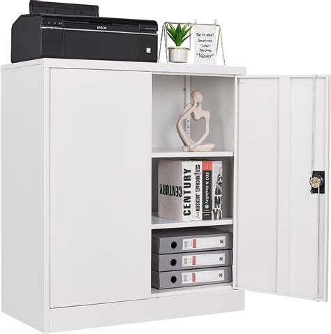 Amazon Sisesol White Metal Storage Cabinet With Doors And Shelves