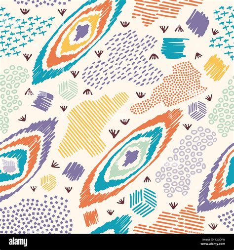 Vintage Boho Fashion Style Seamless Pattern Background With Colorful