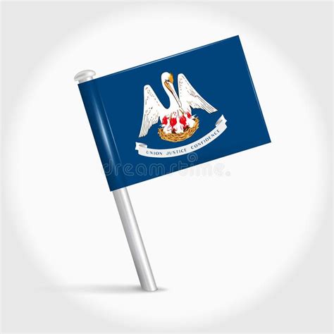 Louisiana Map Pin Flag 3d Realistic Vector Illustration Stock Vector