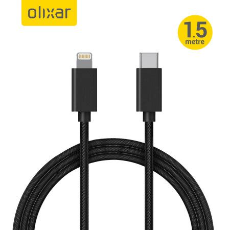 Olixar 18W iPhone 12 Lightning To USB-C Charging Cable - 1.5m Black