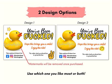 Printable You Ve Been Ducked Tag Duck Duck Tag Ducking Etsy