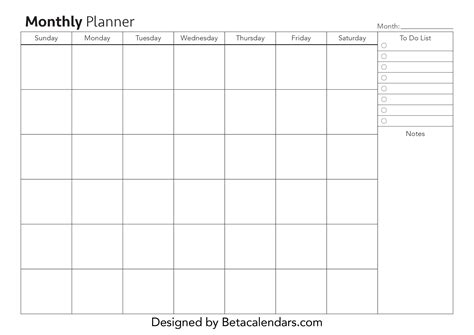 Printable monthly planner