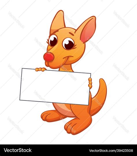 Cute Cartoon Kangaroo Joey Holding Blank Sign Vector Image