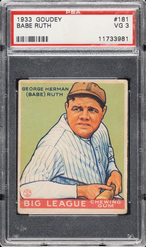 1933 R319 Goudey 181 Babe Ruth PSA VG 3 REA Archive