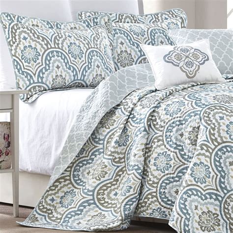 5 Piece Teal Aqua Printed Bed Cover Quilt Blanket Cotton Polyester Fil – Anna's Linens Store