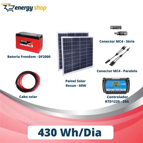 Kit Energia Solar OFF Grid até 8280 Wh Dia