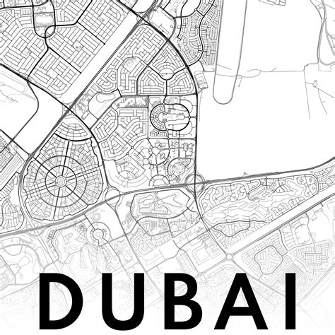 Dubai Map Print Dubai Map Poster Download Printable Dubai Map Black And