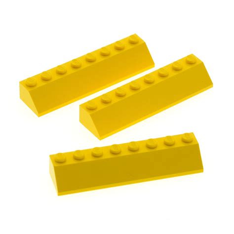 3x Lego Dachstein 45 2x8x1 gelb Ziegel schräg Stein 4258384 4445