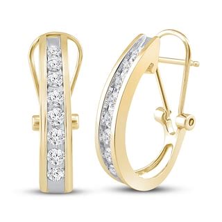 Diamond Hoop Earrings 1/2 ct tw 10K Yellow Gold | Kay