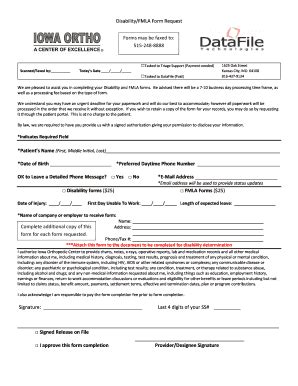 Fillable Online Disability Fmla Form Request Date Of Birth Preferred