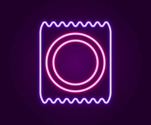 Glowing Neon Line Condom In Package Icon Isolated Vector Image