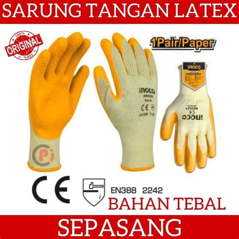 Jual INGCO HGVL03 Sarung Tangan Kerja Latex Bahan Tebal Coated Gloves