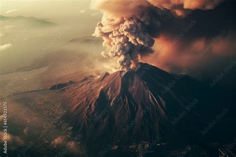 Volcanic eruption. Climate change concept. AI generated, human enhanced ...