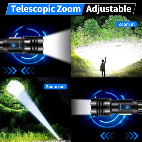 Flashlights Rechargeable High Lumens， Ultra Powerful Led 250000 Lumens