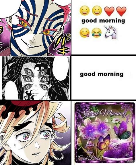 How The 3 Upper Moons Text Good Morning Slayer Anime Anime Demon