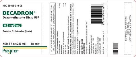 Decadron® Dexamethasone Elixir Usp05 Mg5 Ml