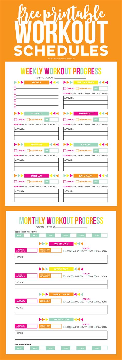 FREE Printable Workout Schedule - Printable Crush