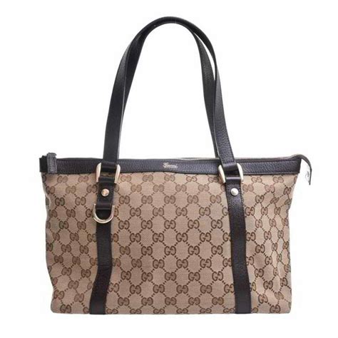 Gucci 【中古】gucci グッチ Ggキャンバス レザー トートバッグ 141470 ベージュブラウン Byの通販 By ブランド