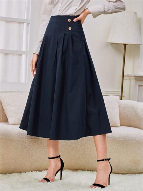 Shein Bizwear High Waist Fold Pleated Solid Skirt Workwear Shein Usa