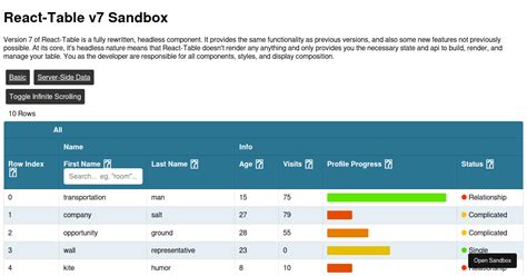 React Table V7 Sandbox Forked Codesandbox