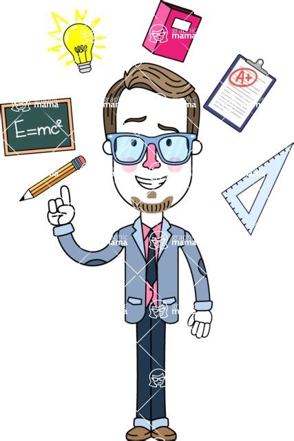 Linear Male Teacher Vector Character School Elements Graphicmama