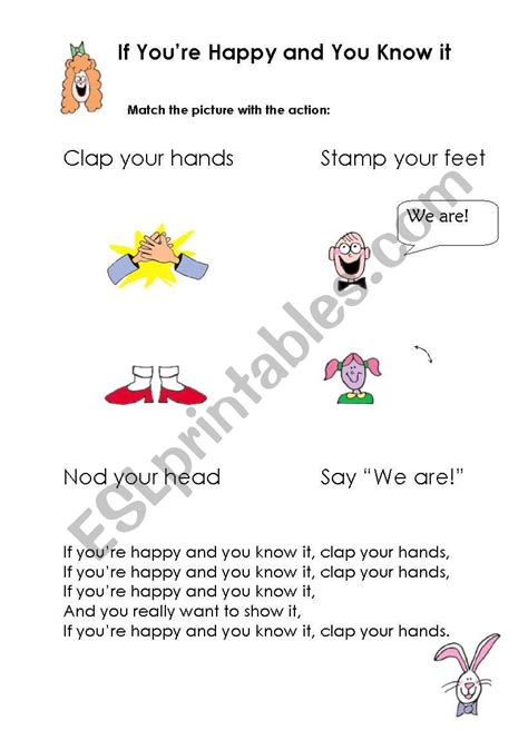 If You´re Happy And You Know It Esl Worksheet By Sallok